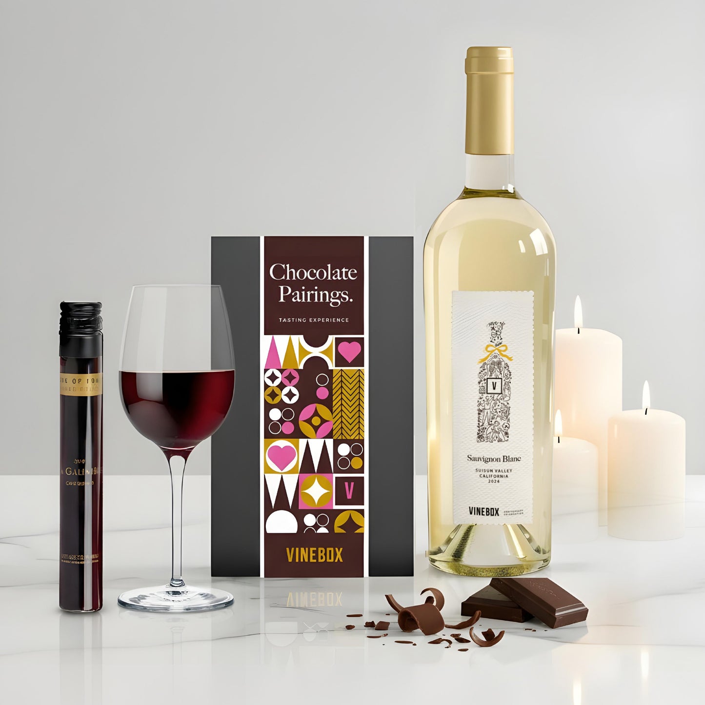 Chocolate Pairing Sipper + Sauvignon Blanc Bottle