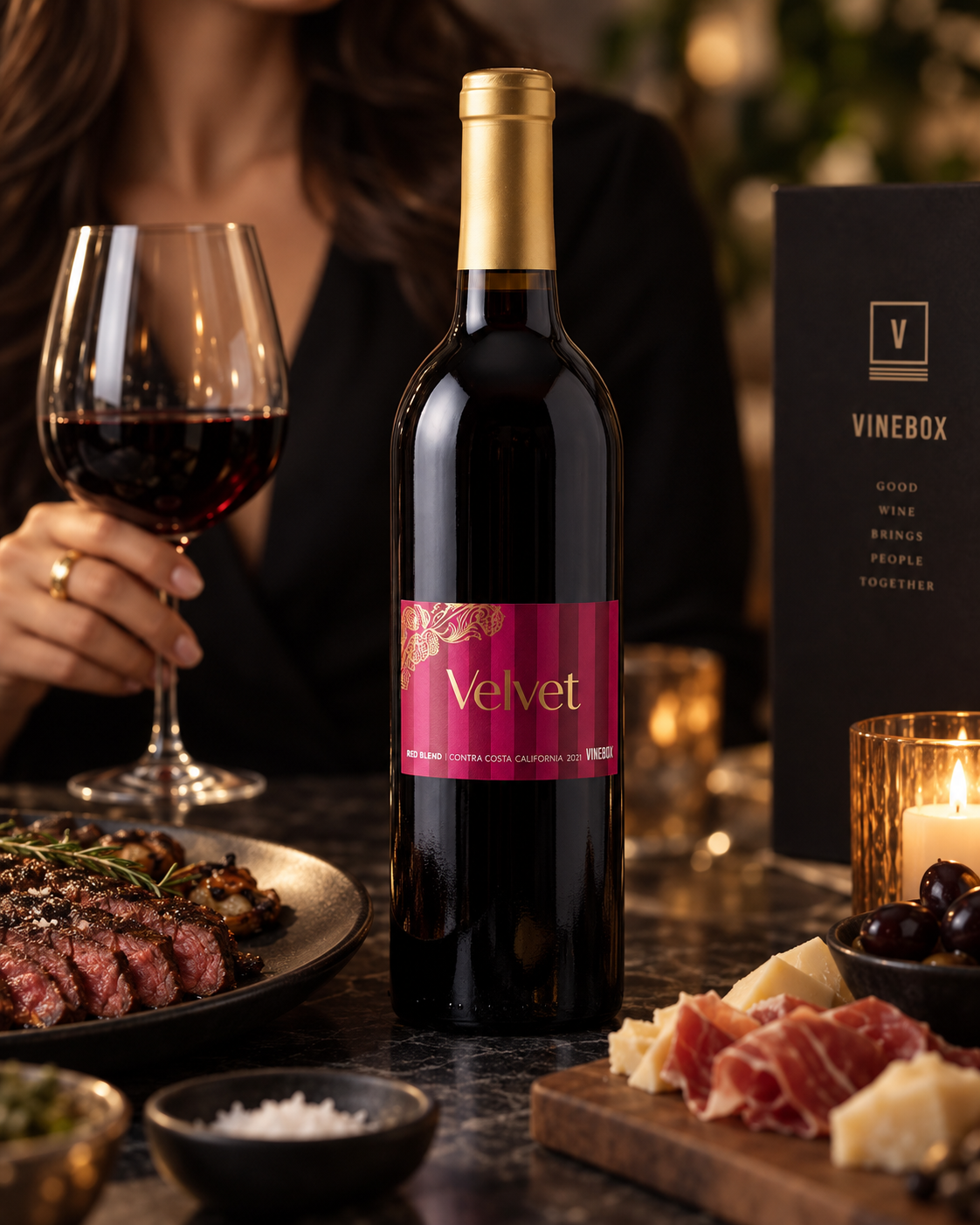 Vinebox Velvet Red Blend — Full-Size Wine Bottle