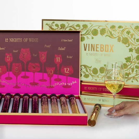 VINEBOX 12 Nights of Wine 2026 advent calendar presale featuring the Velvet and Vine collections