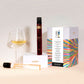 Vinebox wine subscription box with a bottle and glass on a light background