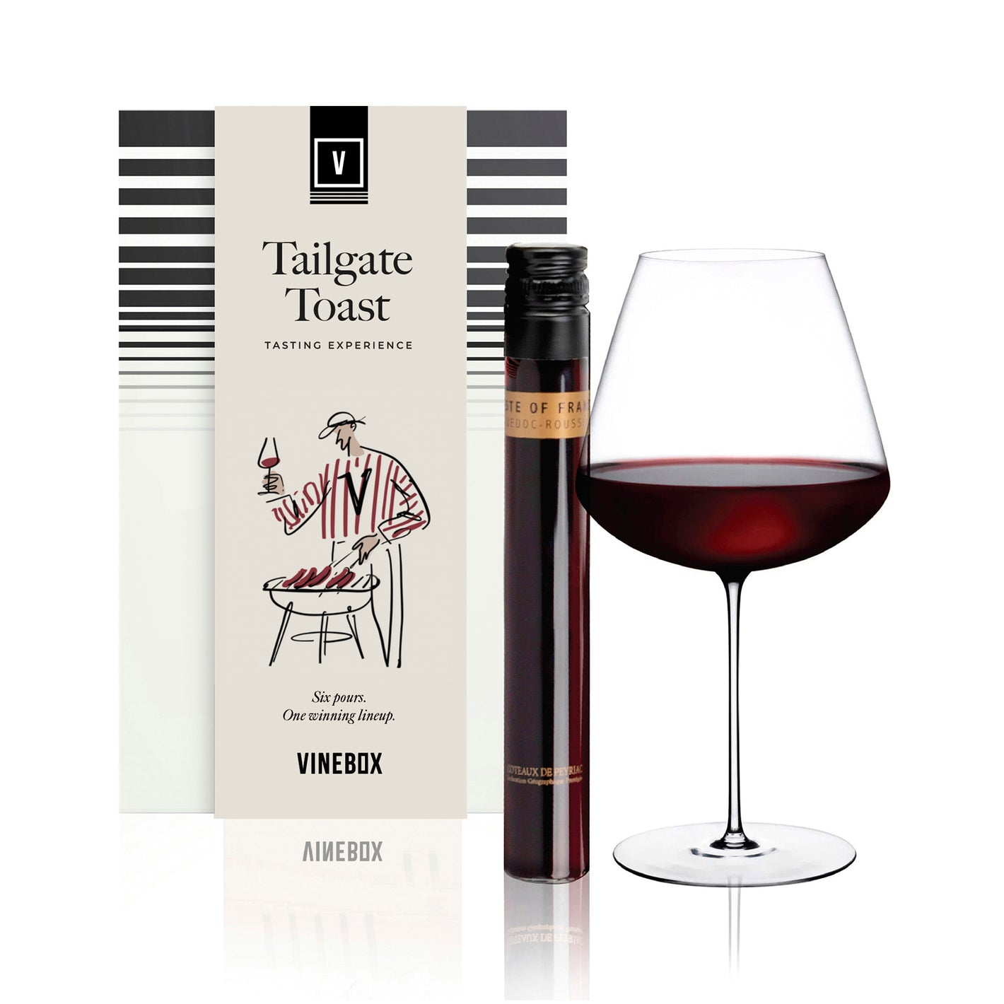 VINEBOX Tailgate Toast September tasting box with six 100ml wine vials