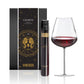 Vinebox Gemini zodiac collection wine bottle with a glass of red wine on a white background