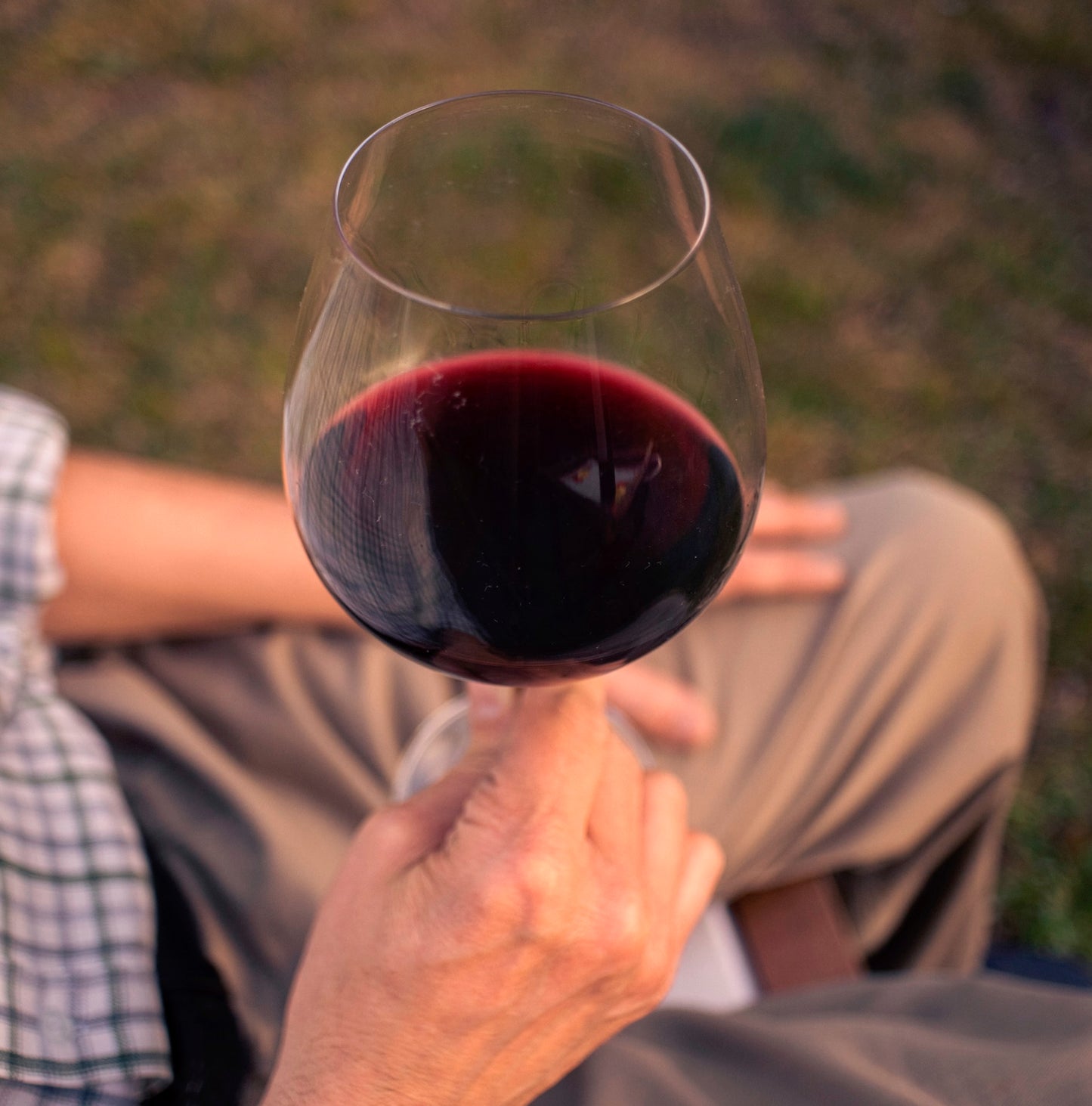 Glass of red wine poured from a VINEBOX 100ml tasting vial