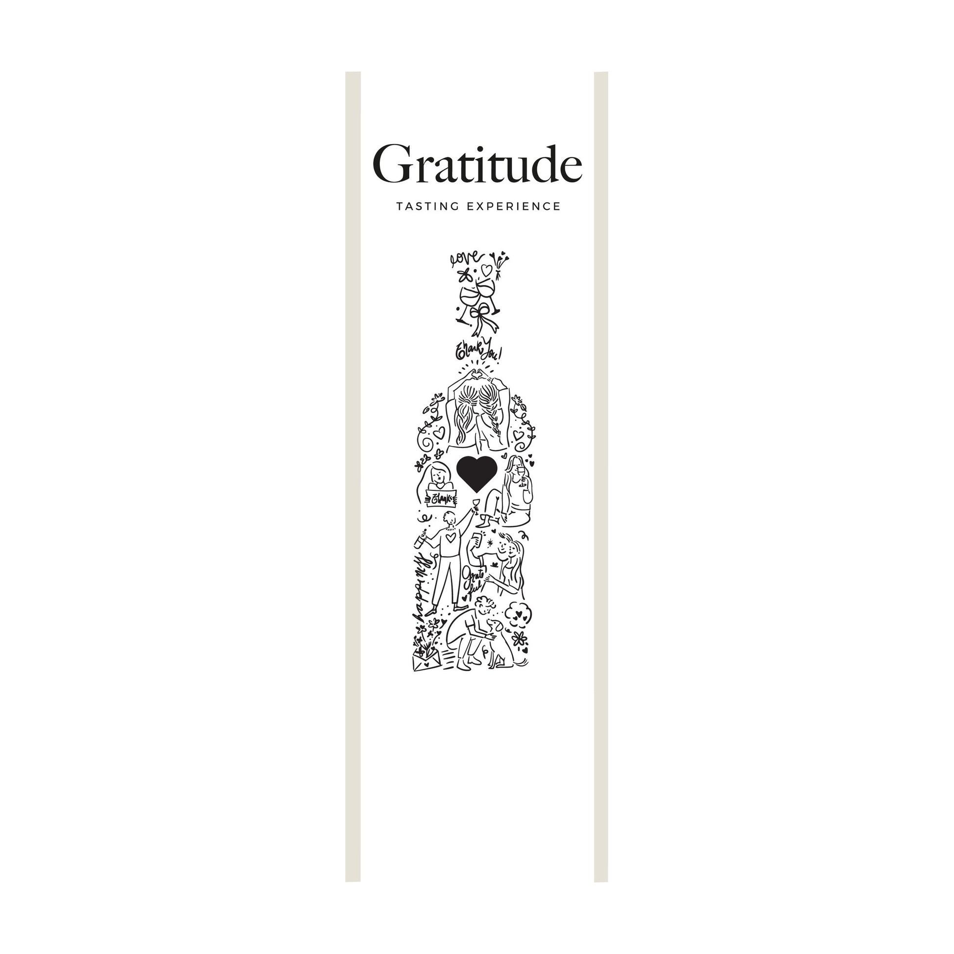 Design with 'Gratitude' text and decorative elements on a white background