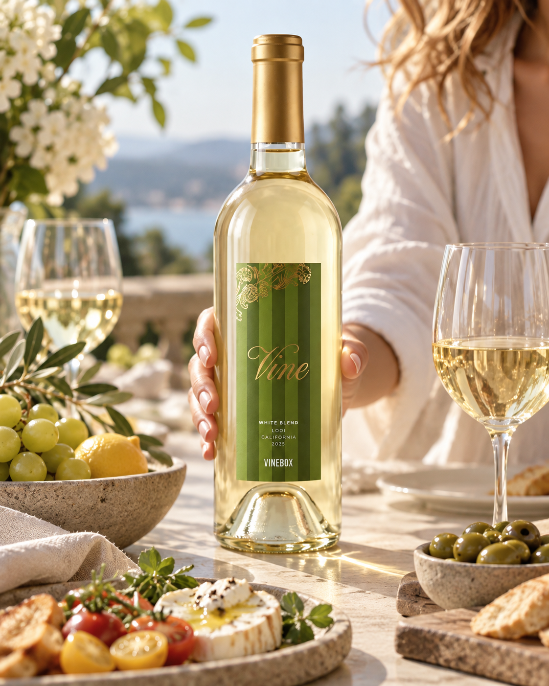 Vinebox Vine White Blend — Full-Size Wine Bottle